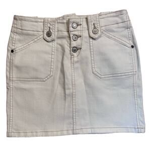 Vintage Y2K Cream Express Mini Skirt with Tan Stitching Size 1/2